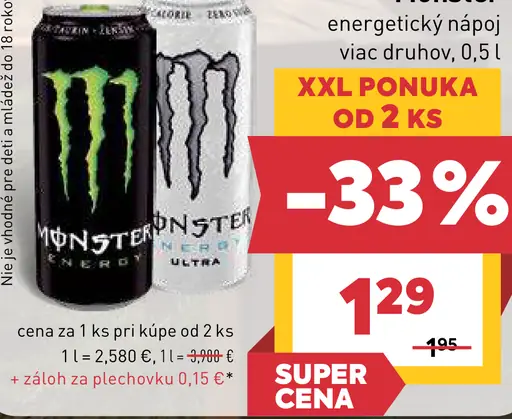 Monster energetický nápoj rôzne druhy