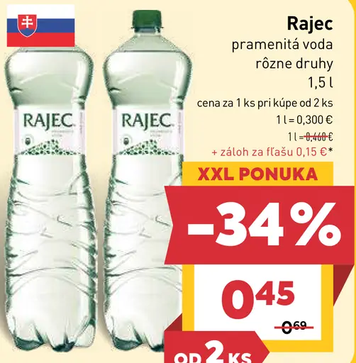Pramenitá voda ochutená rôzne druhy Rajec