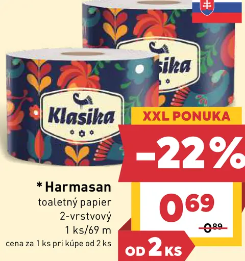 Harmasan toaletný papier 2-vrstvový