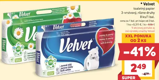 Velvet toaletný papier 3-vrstvový
