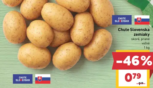 Chute Slovenska zemiaky skoré, prané, voľné