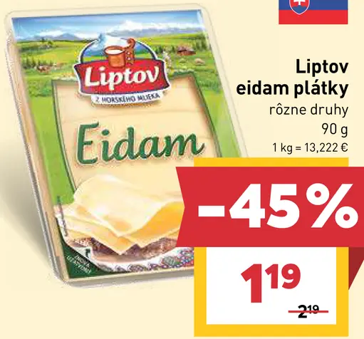 Liptov Eidam plátky rôzne druhy
