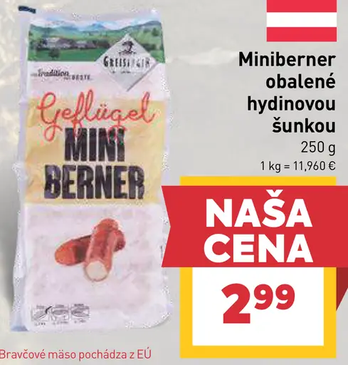 Miniberner obalené hydinovou šunkou