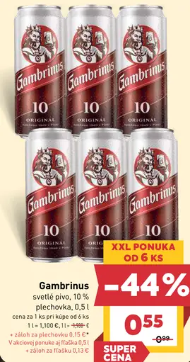 Gambrinus svetlé pivo plechovka
