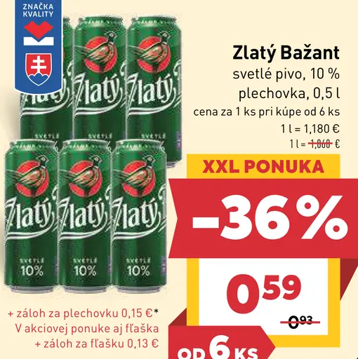 Zlatý Bažant '73 pivo svetlý ležiak plechovka