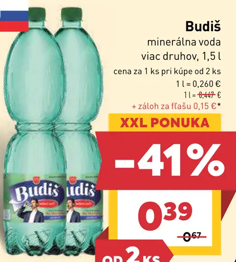 Budiš minerálna voda rôzne druhy