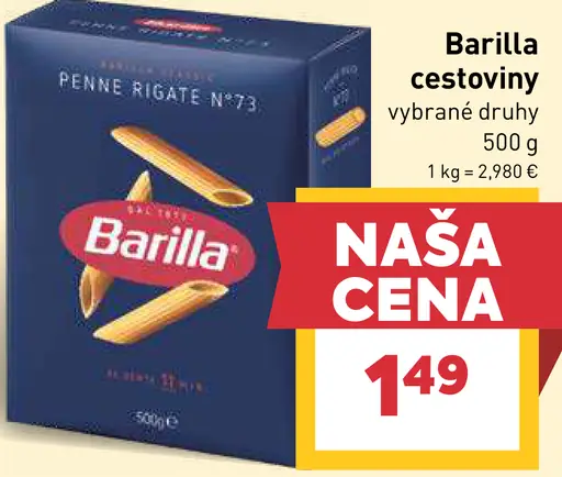 Barilla cestoviny vybrané druhy