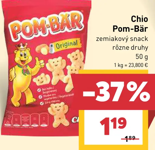 Chio Pom-Bär zemiakový snack rôzne druhy