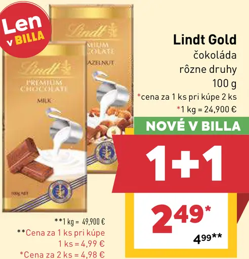 Lindt Gold čokoláda
