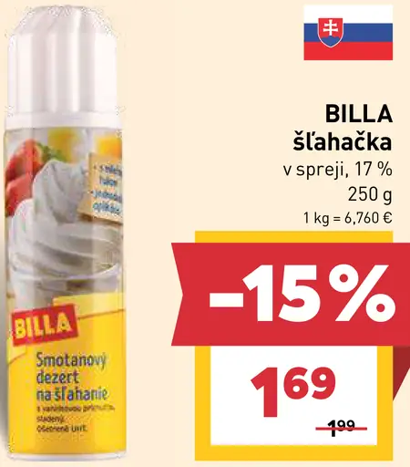 Billa šľahačka v spreji 17 %