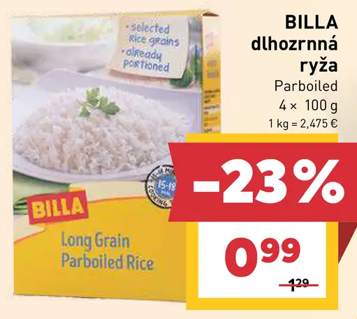 Billa dlhá zrnná ryža parboiled