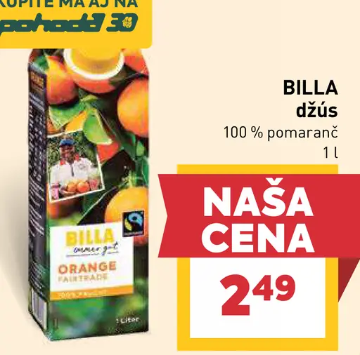 BILLA džús 100 % pomaranč