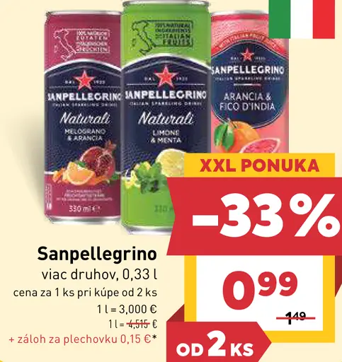 Sanpellegrino nealkoholický nápoj rôzne druhy