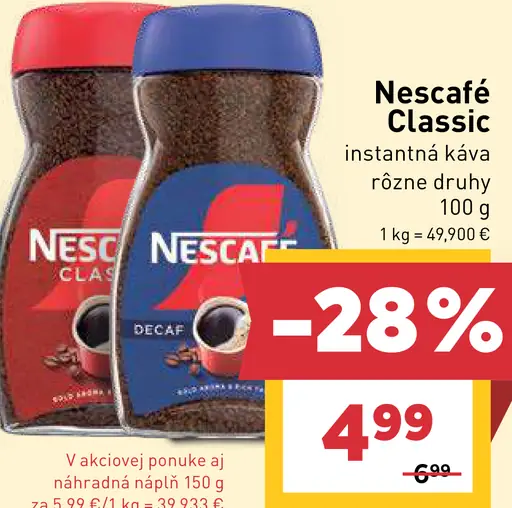Nescafé Classic instantná káva 2 druhy