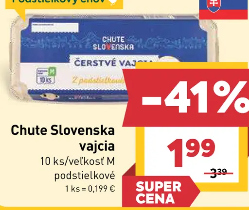 Chute Slovenska vajcia veľkosť M podstielkové