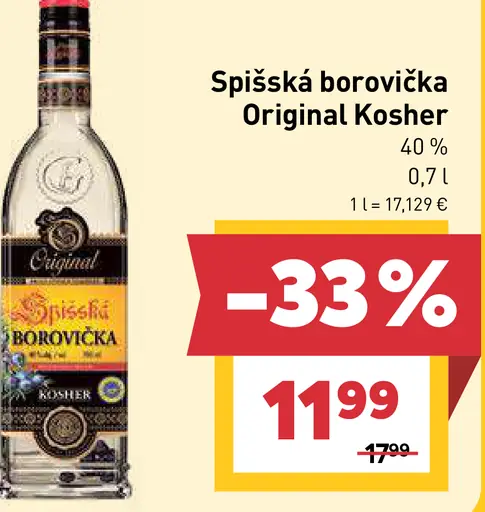 Spišská borovička Original Kosher liehovina