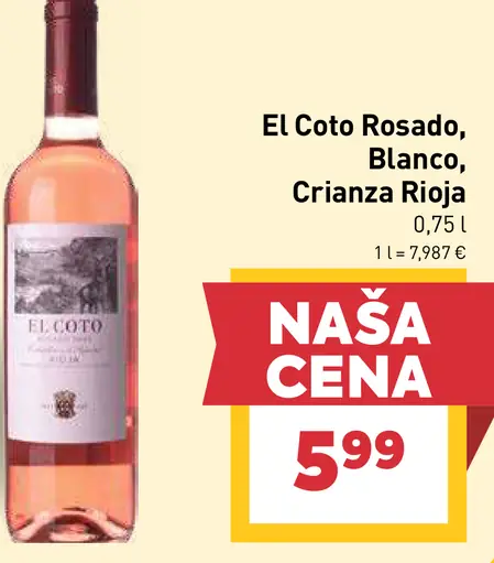 El Coto Rosado, Blanco, Crianza Rioja víno