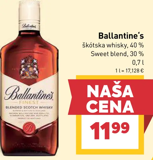 Ballantine's škótska whisky Sweet Blend