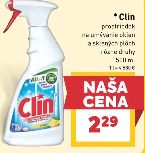 Clin prostriedok na umývanie okien a sklenených plôch