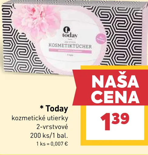 Today kozmetické utierky 2‑vrstvové