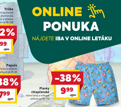 SpongeBob detské plavky chlapčenské