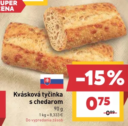 Kvásková tyčinka s cheddarom