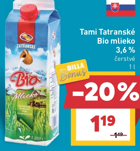 Tami Tatranské Bio mlieko 3,6 %