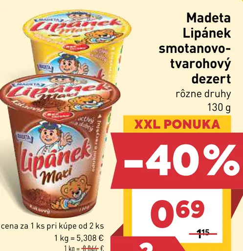 Madeta Lipánek smotanovo-tvarohový dezert