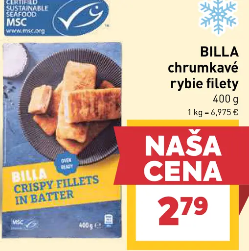 BILLA chrumkavé rybie filety v cestíčku