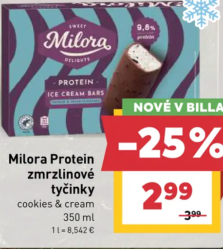 Milora Protein zmrzlinové tyčinky cookies & cream