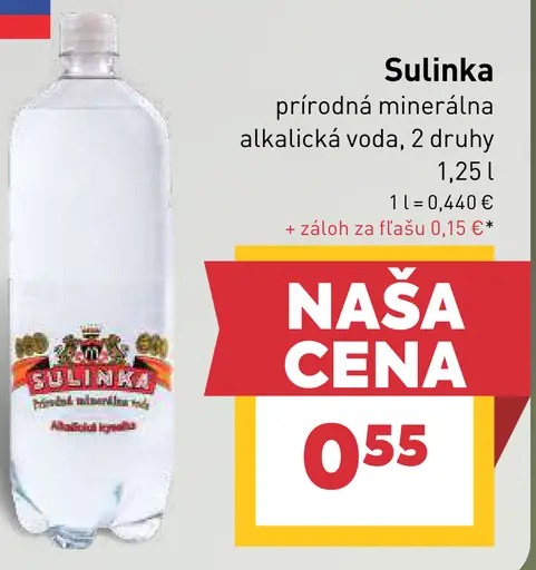 Sulinka prírodná minerálna alkalická voda, dva druhy