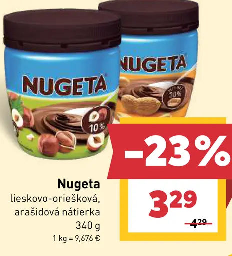 Nugeta lieskovo-oriešková, arašidová nátierka