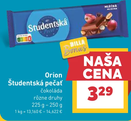 Orion Študentská pečať čokoláda rôzne druhy
