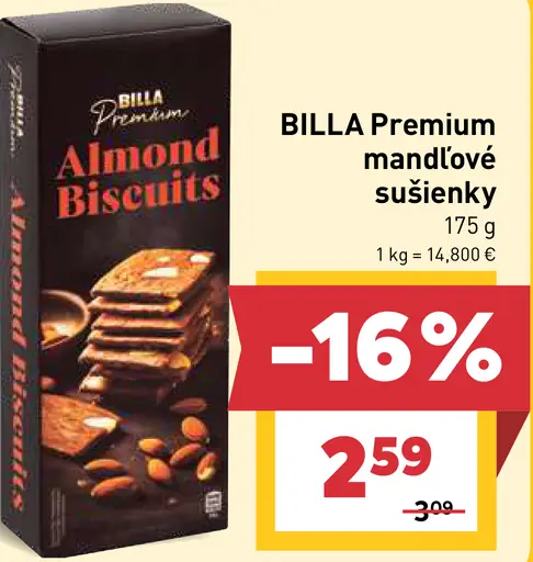 BILLA Premium mandľové sušienky