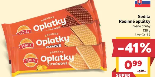 Sedita Rodinné oplátky – kakaové, citrónové a iné druhy