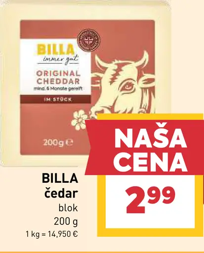 BILLA čedar blok