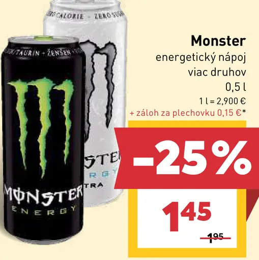 Monster energetický nápoj rôzne druhy
