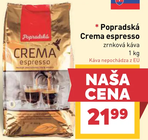Popradská Crema Espresso zrnková káva
