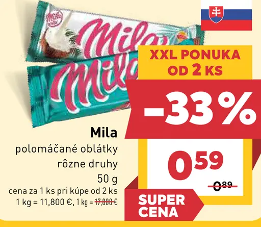 Mila polomáčané oblátky, rôzne druhy