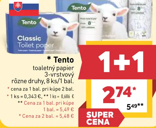 Tento toaletný papier Classic, 3-vrstvový, rôzne druhy