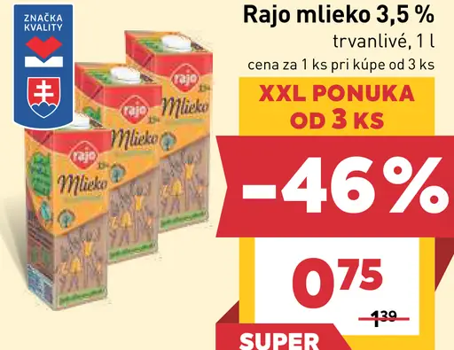 Rajo Mlieko plnotučné 3,5%