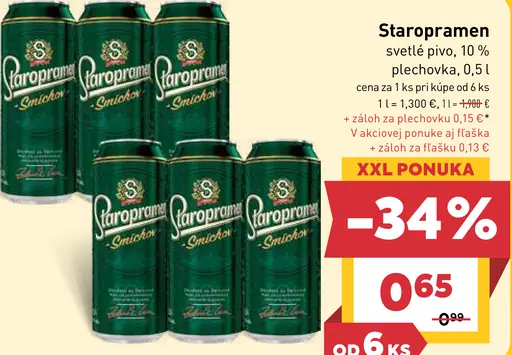 Staropramen Nealko pivo nealkoholické svetlé plechovka