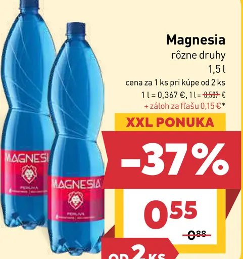 Magnesia Prírodná minerálna voda neperlivá