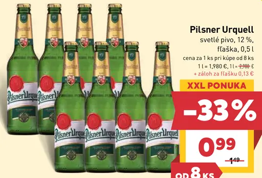 Pilsner Urquell pivo fľaša