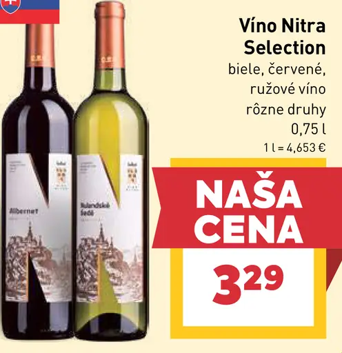 Víno Nitra Selection víno, biele, červené, ružové, rôzne druhy