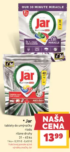 Jar tablety do umývačky riadu rôzne druhy