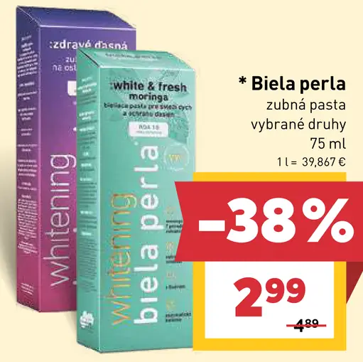 Biela perla Zubná pasta rôzne druhy