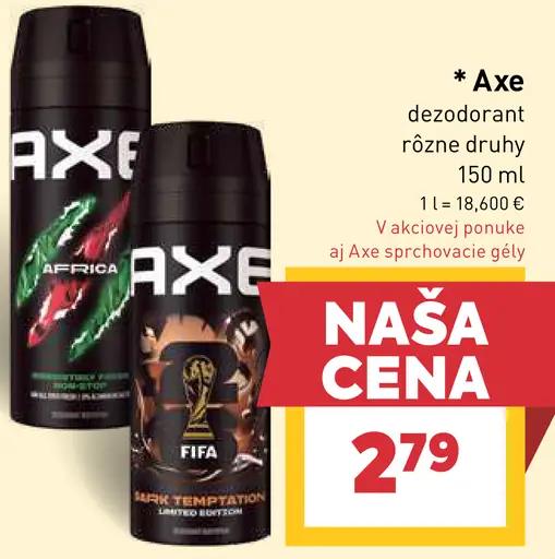 Axe dezodorant rôzne druhy