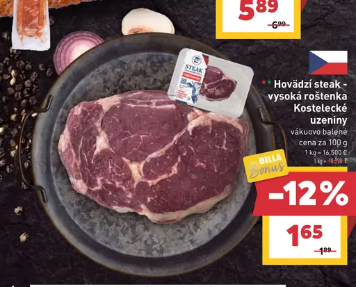 Hovädzí steak – vysoká roštenka, Kosteletcké úzeniny