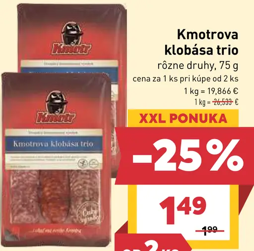 Kmotrova klobása trio rôzne druhy